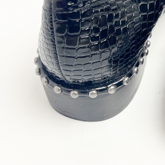 ADRIANNA PAPELL Black Leather Lined Embossed Studded Pointy Toe Flats, Size 7 - Picture 6 of 11